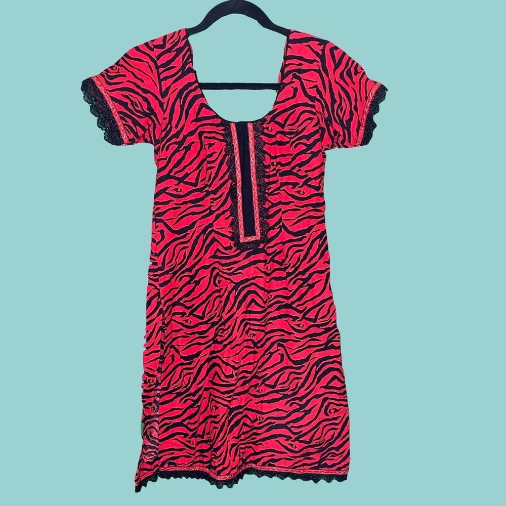 Red and Black Zebra Print Dress